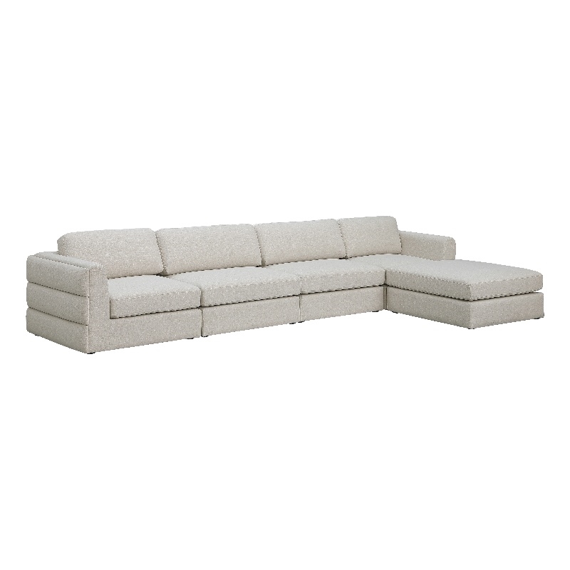 Maklaine Contemporary Beige Durable Linen Textured Fabric Modular Sectional