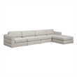 Maklaine Contemporary Beige Durable Linen Textured Fabric Modular Sectional