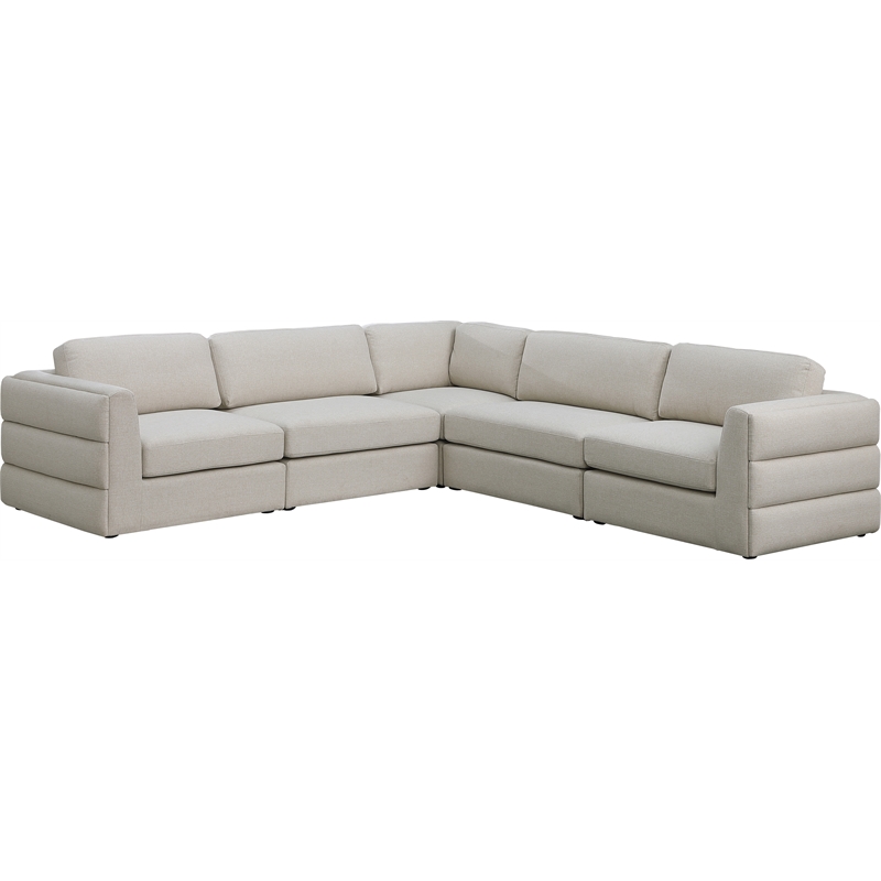 Maklaine Contemporary Beige Durable Linen Textured Fabric Modular Sectional