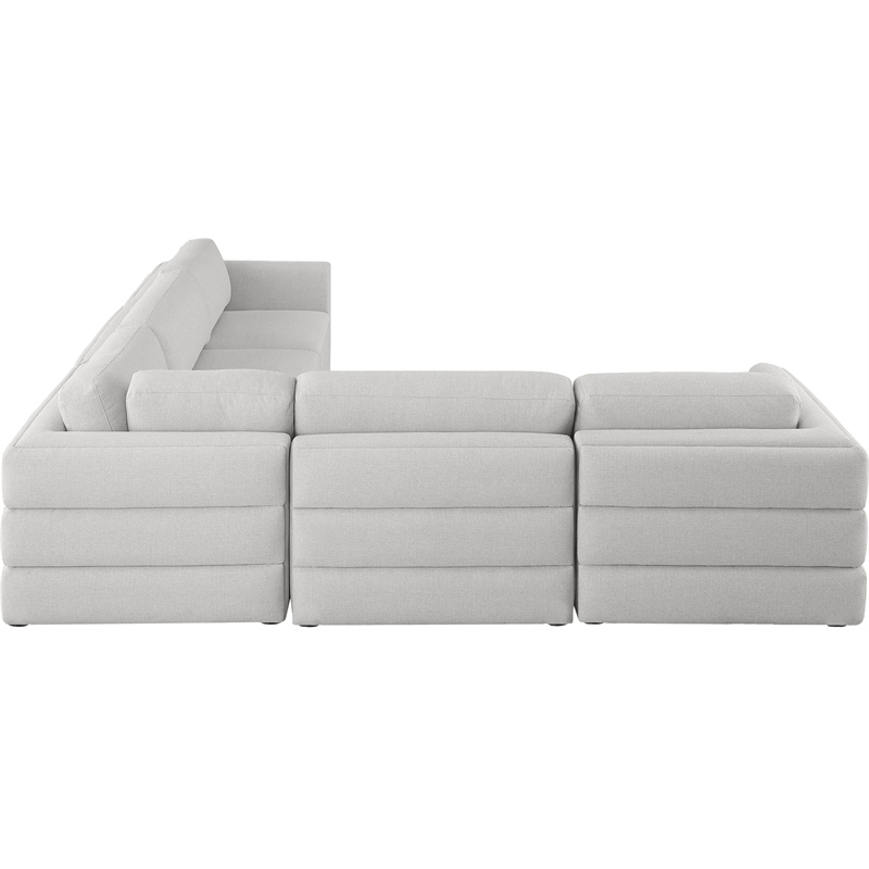 Maklaine Contemporary Beige Durable Linen Textured Fabric Modular Sectional