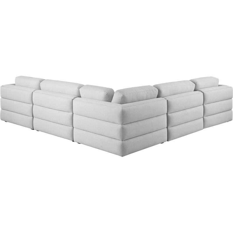 Maklaine Contemporary Beige Durable Linen Textured Fabric Modular Sectional