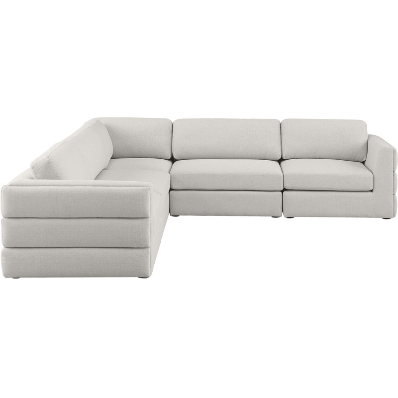 Maklaine Contemporary Beige Durable Linen Textured Fabric Modular Sectional