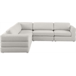 Maklaine Contemporary Beige Durable Linen Textured Fabric Modular Sectional