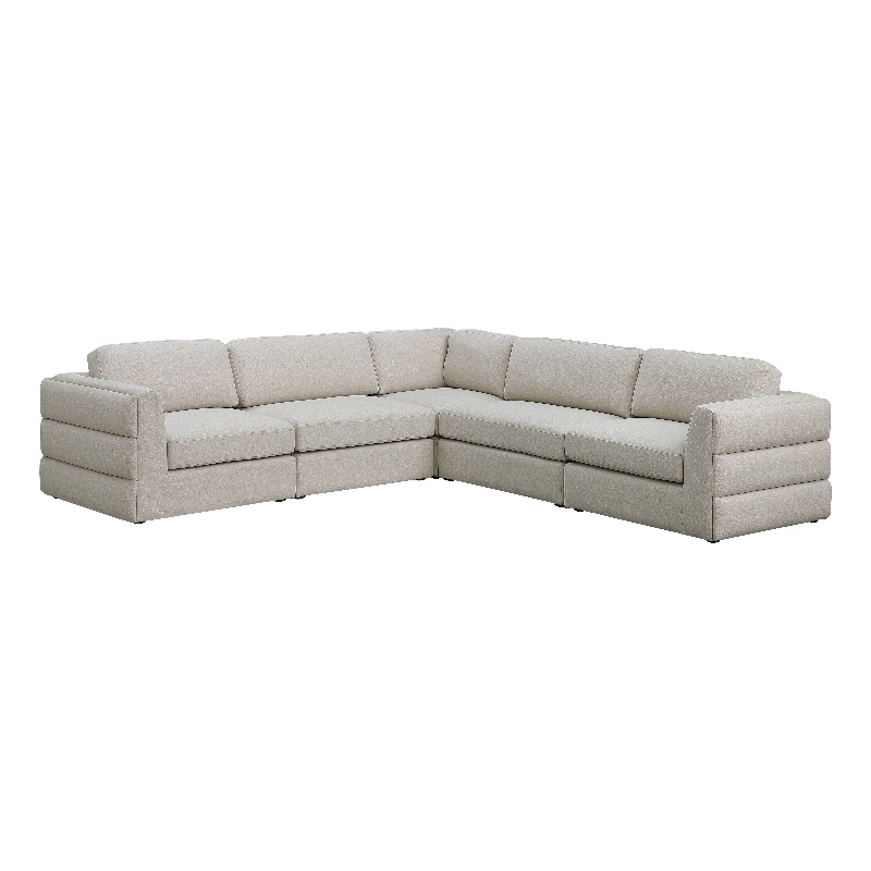Maklaine Contemporary Beige Durable Linen Textured Fabric Modular Sectional