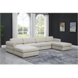 Maklaine Contemporary Beige Durable Linen Textured Fabric Modular Sectional