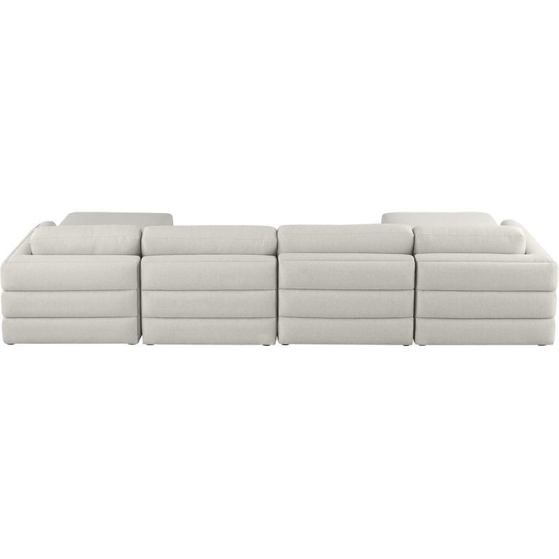 Maklaine Contemporary Beige Durable Linen Textured Fabric Modular Sectional