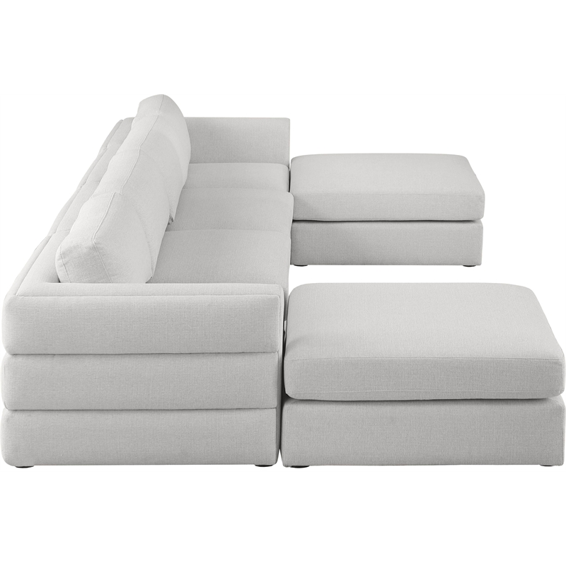 Maklaine Contemporary Beige Durable Linen Textured Fabric Modular Sectional
