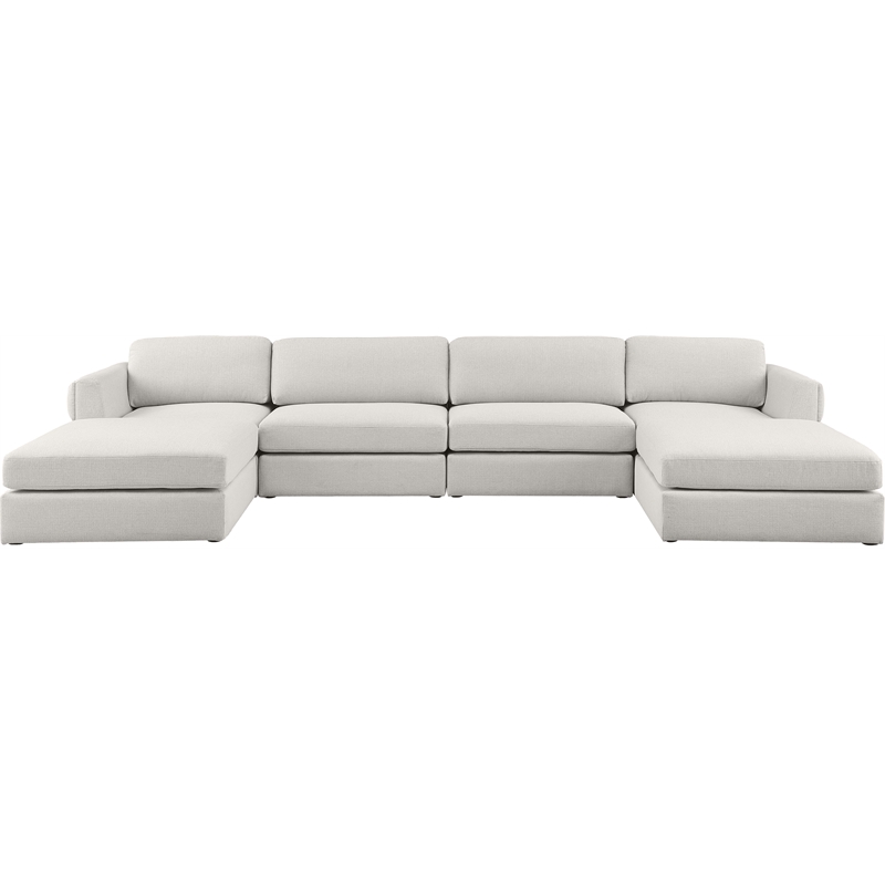 Maklaine Contemporary Beige Durable Linen Textured Fabric Modular Sectional