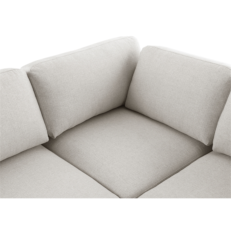 Maklaine Contemporary Beige Durable Linen Textured Fabric Modular Sectional