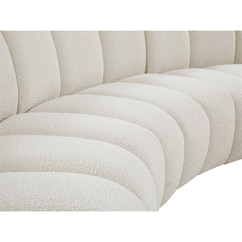 Maklaine Contemporary Cream Boucle Fabric 3pc. Modular Sectional