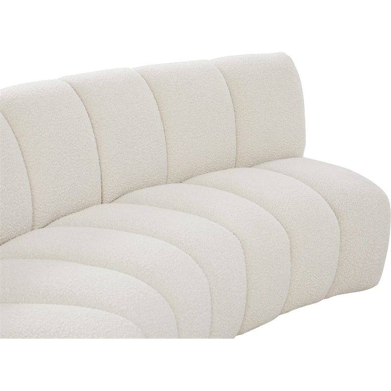 Maklaine Contemporary Cream Boucle Fabric 3pc. Modular Sectional