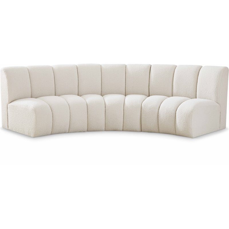 Maklaine Contemporary Cream Boucle Fabric 3pc. Modular Sectional