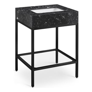 Maklaine Contemporary Black Artificial Marble Bathroom Vanity