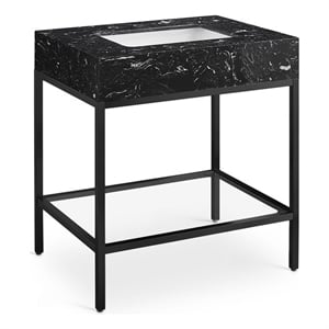 Maklaine Contemporary Black Artificial Marble Bathroom Vanity