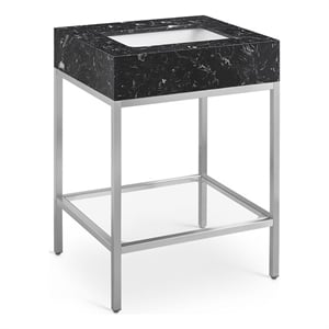 Maklaine Contemporary Black Artificial Marble Bathroom Vanity