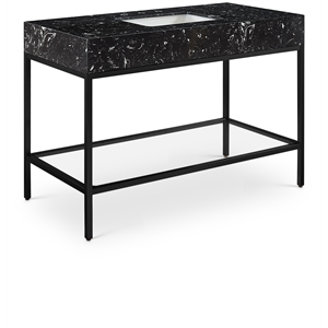 Maklaine Contemporary Black Artificial Marble Bathroom Vanity
