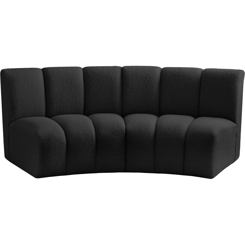 Maklaine Contemporary Black Boucle Fabric 2pc. Modular Sectional