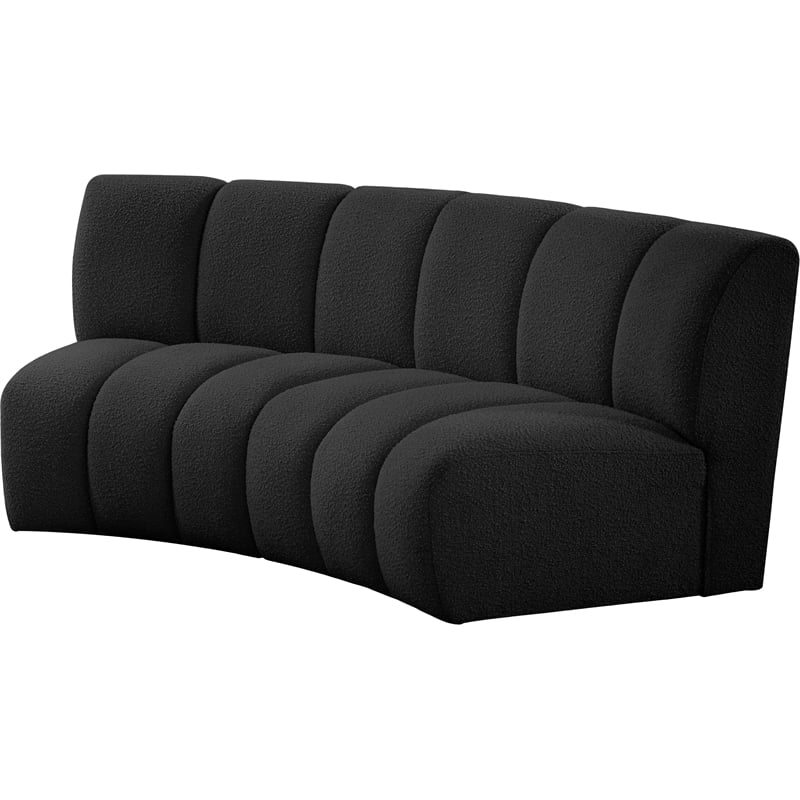 Maklaine Contemporary Black Boucle Fabric 2pc. Modular Sectional