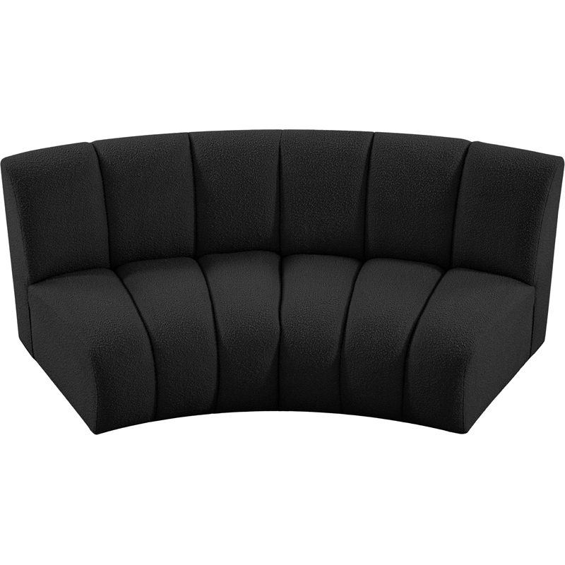 Maklaine Contemporary Black Boucle Fabric 2pc. Modular Sectional