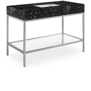 Maklaine Contemporary Black Artificial Marble Bathroom Vanity