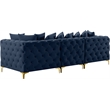 Maklaine Modern / Contemporary Navy Finish Velvet Modular Sofa