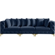 Maklaine Modern / Contemporary Navy Finish Velvet Modular Sofa