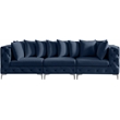 Maklaine Modern / Contemporary Navy Finish Velvet Modular Sofa