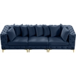 Maklaine Modern / Contemporary Navy Finish Velvet Modular Sofa