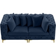 Maklaine Modern / Contemporary Navy Finish Velvet Modular Sofa