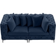 Maklaine Modern / Contemporary Navy Finish Velvet Modular Sofa