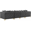 Maklaine Modern / Contemporary Grey Finish Velvet Modular Sofa