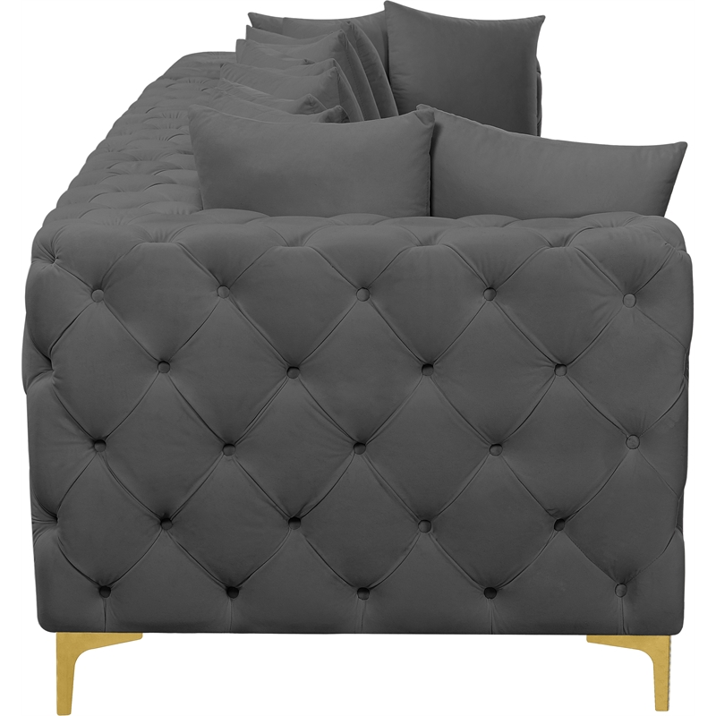 Maklaine Modern / Contemporary Grey Finish Velvet Modular Sofa