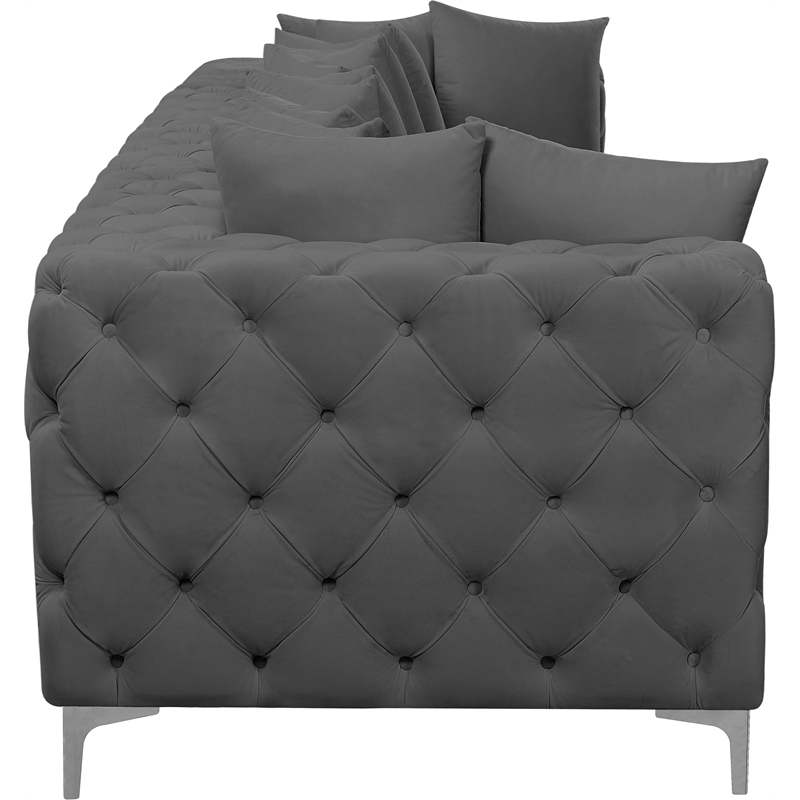 Maklaine Modern / Contemporary Grey Finish Velvet Modular Sofa