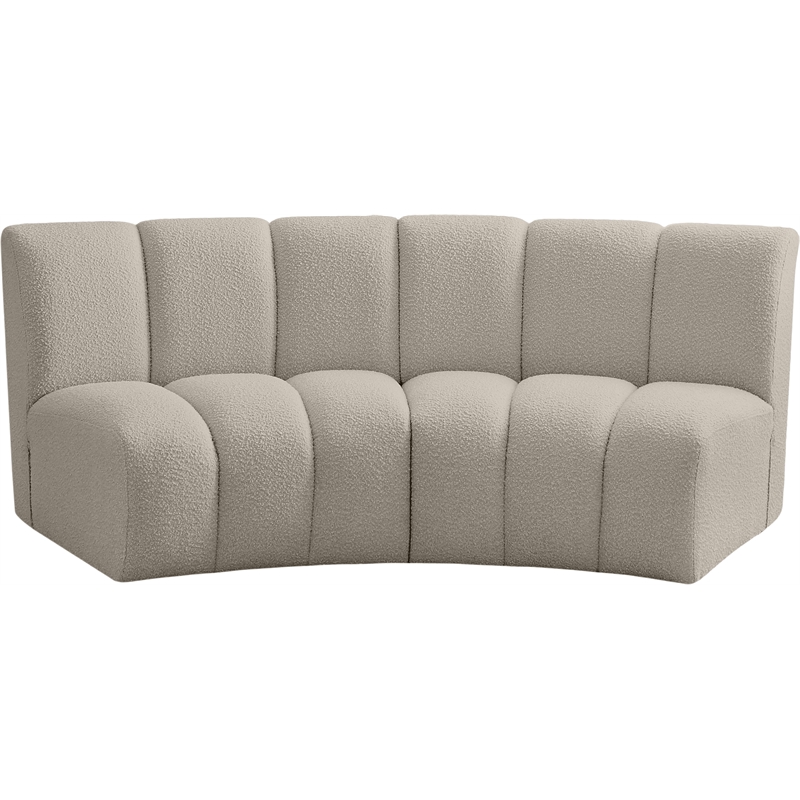 Maklaine Contemporary Brown Boucle Fabric 2pc. Modular Sectional