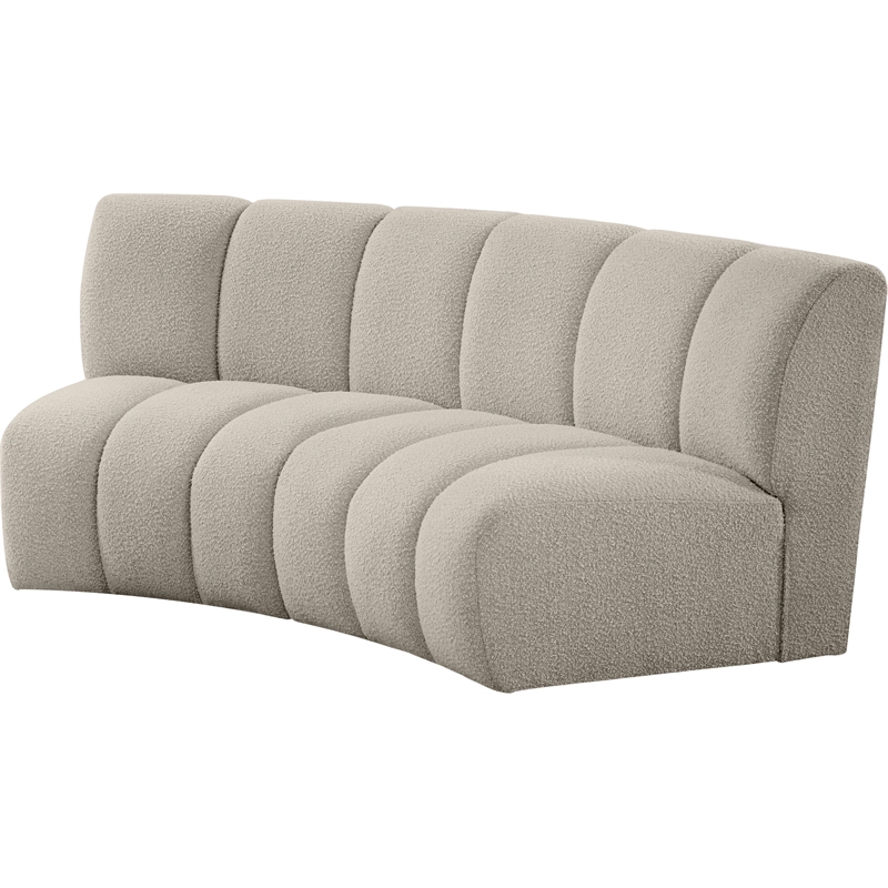 Maklaine Contemporary Brown Boucle Fabric 2pc. Modular Sectional