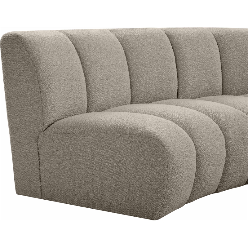 Maklaine Contemporary Brown Boucle Fabric 2pc. Modular Sectional