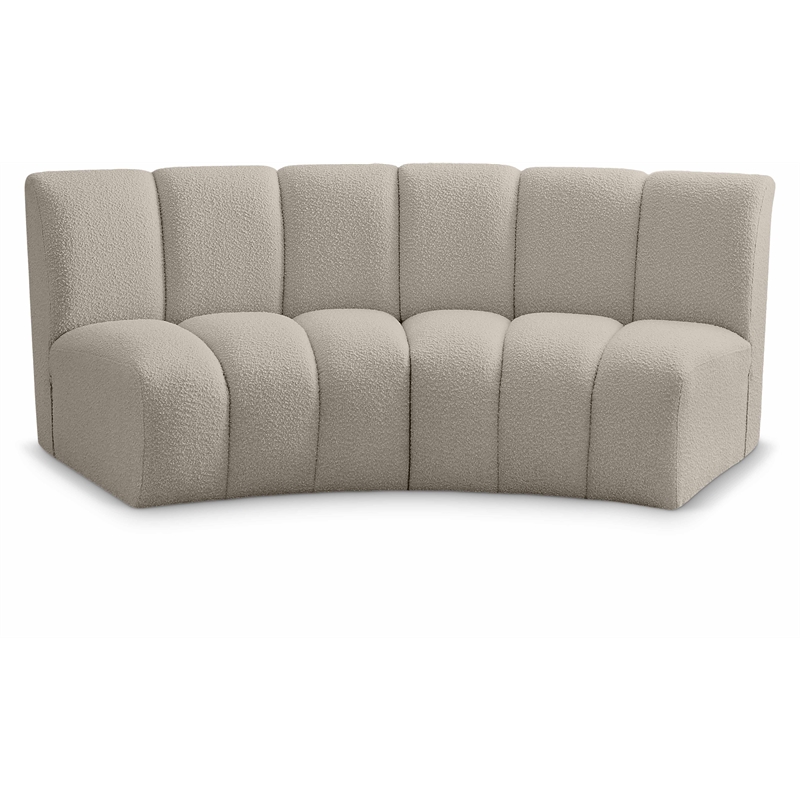 Maklaine Contemporary Brown Boucle Fabric 2pc. Modular Sectional