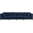 Maklaine Modern / Contemporary Navy Finish Velvet Modular Sofa