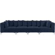 Maklaine Modern / Contemporary Navy Finish Velvet Modular Sofa