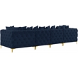 Maklaine Modern / Contemporary Navy Finish Velvet Modular Sofa