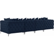 Maklaine Modern / Contemporary Navy Finish Velvet Modular Sofa