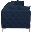 Maklaine Modern / Contemporary Navy Finish Velvet Modular Sofa