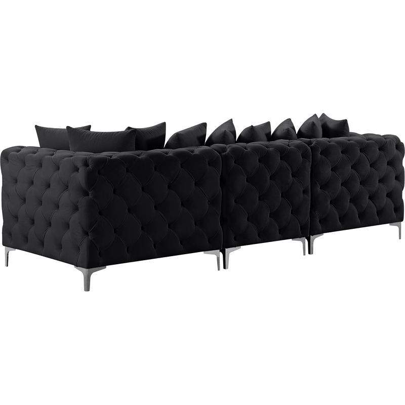 Maklaine Modern / Contemporary Black Finish Velvet Modular Sofa