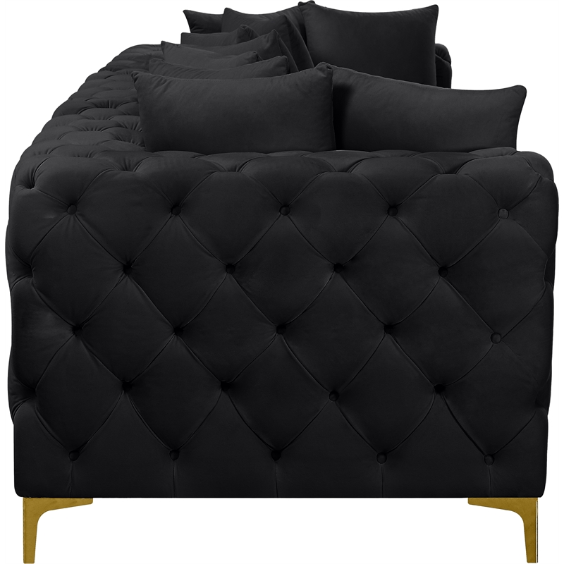 Maklaine Modern / Contemporary Black Finish Velvet Modular Sofa