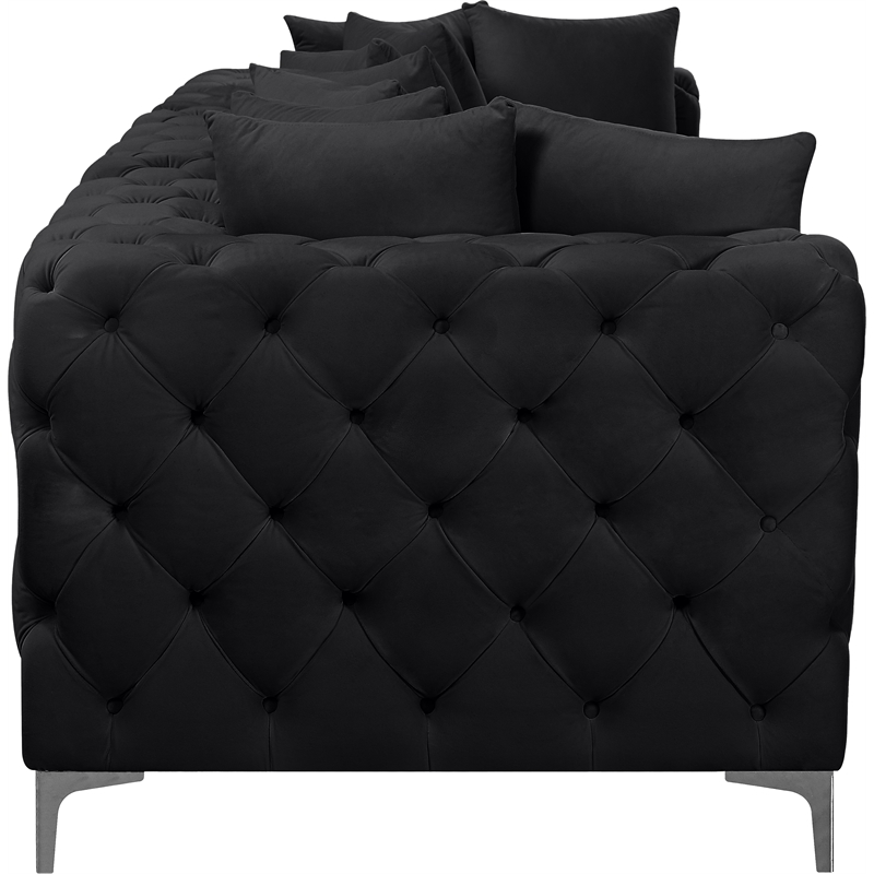 Maklaine Modern / Contemporary Black Finish Velvet Modular Sofa