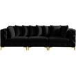 Maklaine Modern / Contemporary Black Finish Velvet Modular Sofa