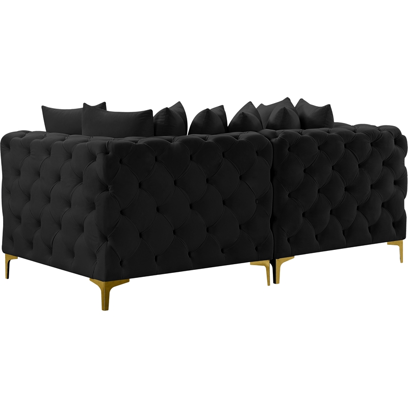 Maklaine Modern / Contemporary Black Finish Velvet Modular Sofa