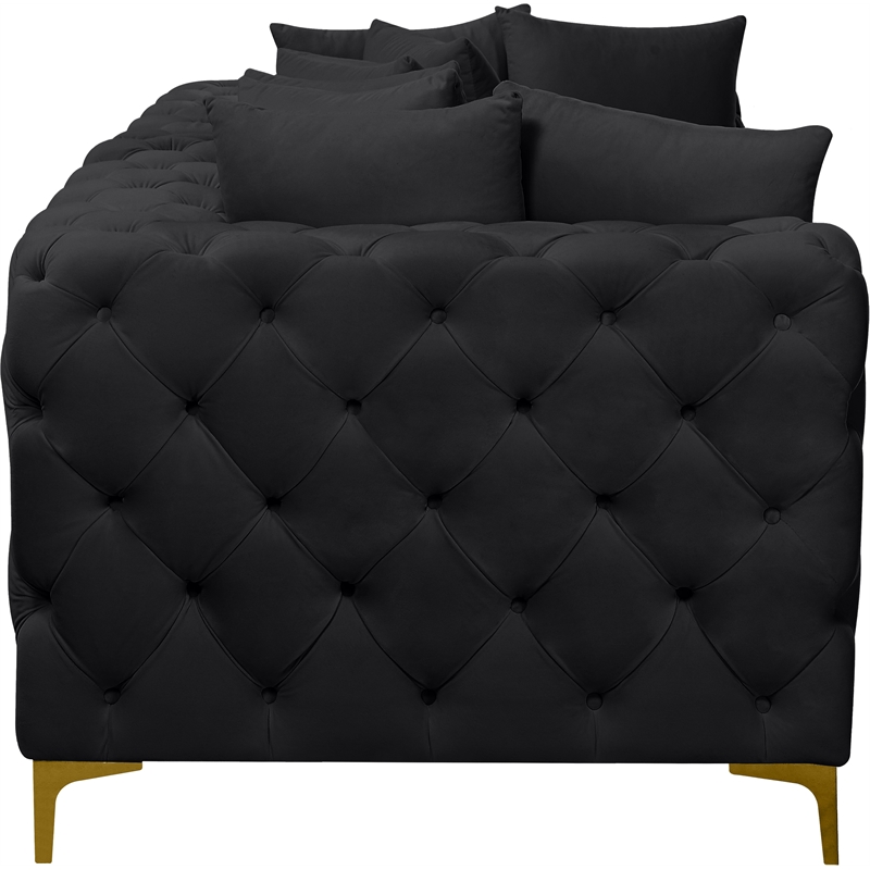 Maklaine Modern / Contemporary Black Finish Velvet Modular Sofa