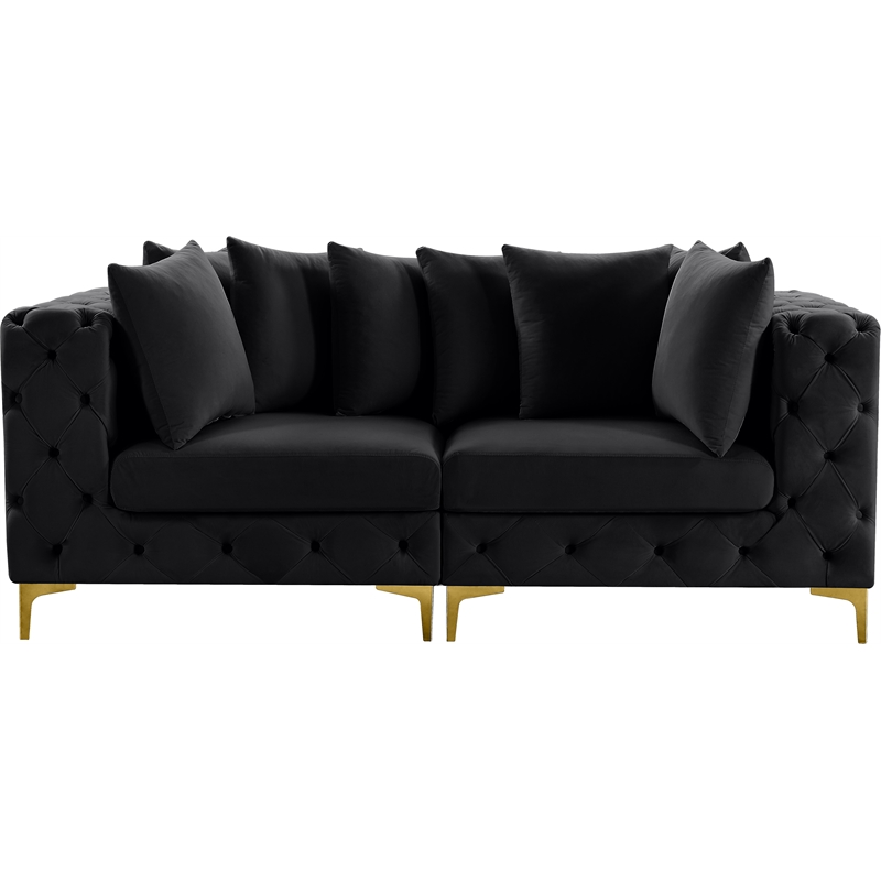 Maklaine Modern / Contemporary Black Finish Velvet Modular Sofa