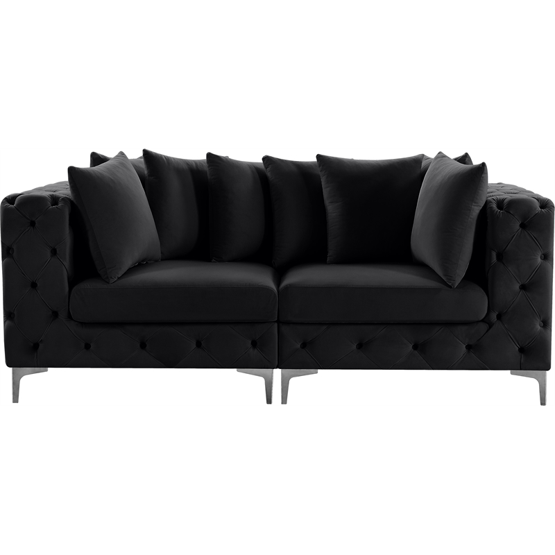 Maklaine Modern / Contemporary Black Finish Velvet Modular Sofa